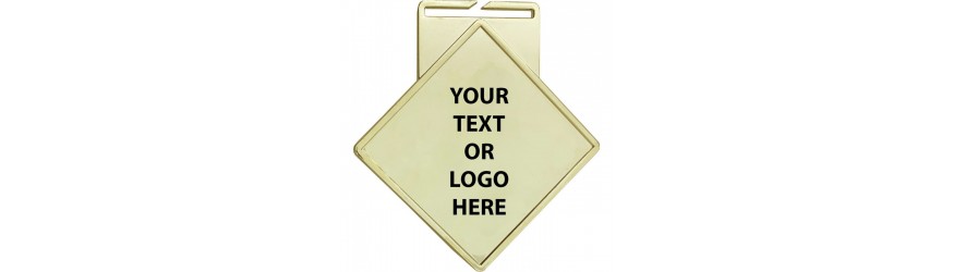 90MM DIAMOND MEDAL (3MM THICK) - GOLD, SILVER OR BRONZE